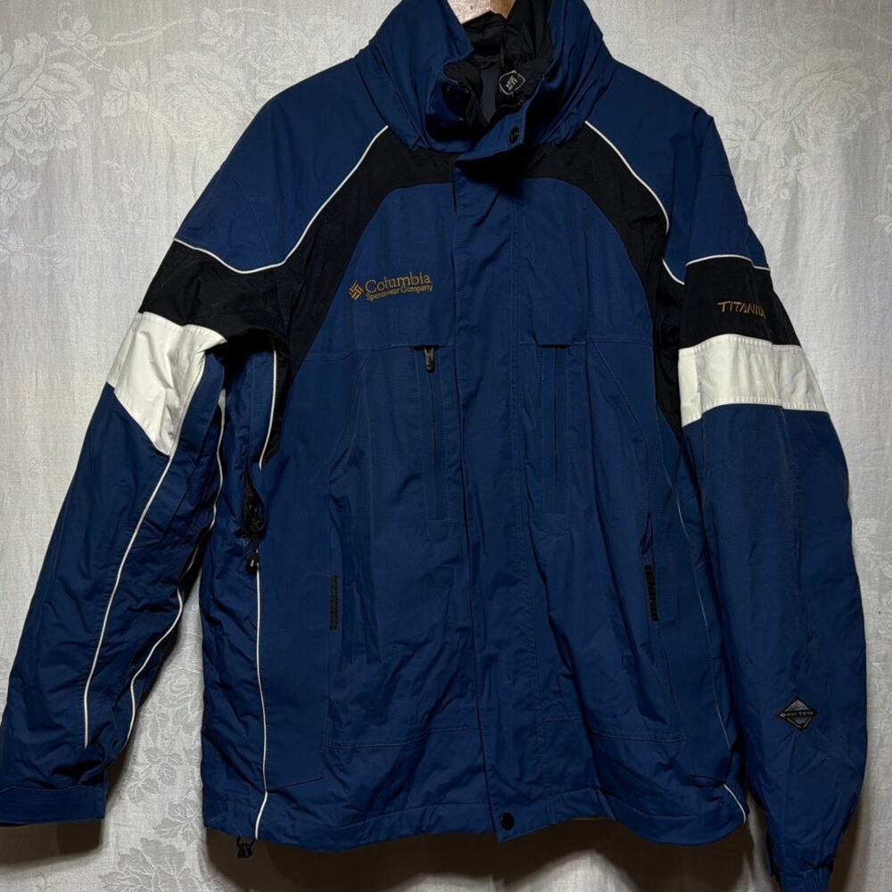 Columbia Tech Coat Large Blue Black Titanium Interchange 3 in 1 Omni Tech